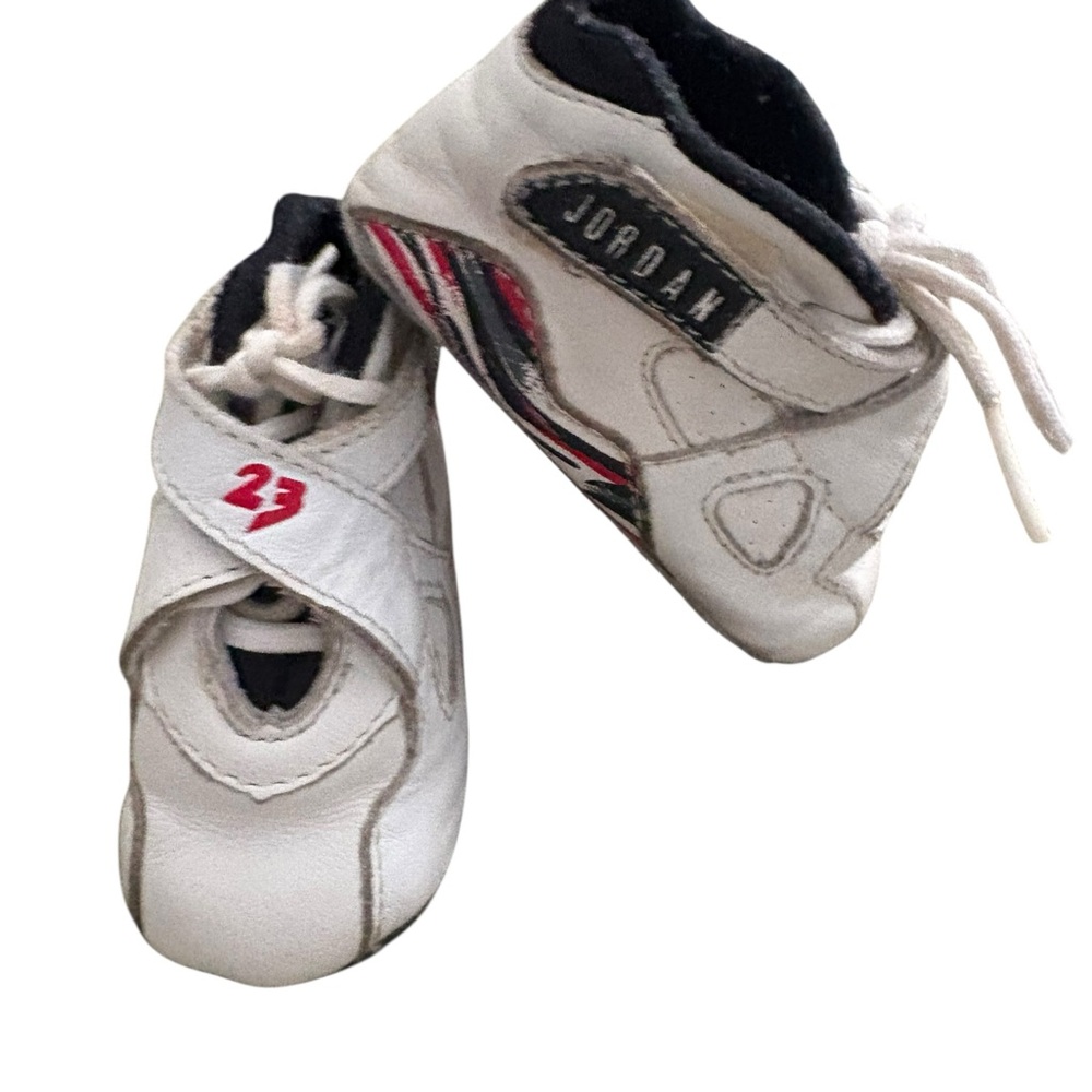 Jordan Kids White and Red Sneakers